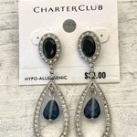 Charter Club NWT silver tone and blue rhinestone drop earrings Photo 0
