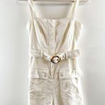 House of Harlow Linen Square Neck Belted Romper White 4 Photo 1