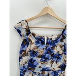 Banana Republic  Blue Cream Floral Silk Sheath Dress Cap Sleeve Knee Length Sz 4 Photo 7