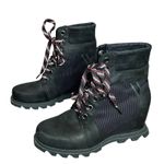 Sorel Joan of Arctic Wedge III Lexie Bootie Women 9 Black Jet Leather Waterproof Photo 3