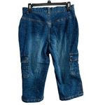 Fashion2Love Capri Cargo Jeans Womens‎ Size M Blue Denim Stretch Pockets Casual Size M Photo 1