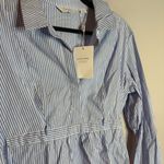 Seraphine Stripe Tie Belt Maternity Nursing Shirt Dress Blue Size undefined Photo 3