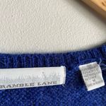 Vintage 80s Mohair Cardigan Blue Size M Slouchy Deep V Cottagecore Sweater Size M Photo 2