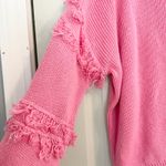 Fantastic Fawn Pink Fringe Trim Sweater Knit Pullover Casual Cute Size S Girly Photo 2