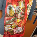 Tropical Silk Red and Yellow Print Scarf Photo 3