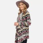 Lucky Brand Intarsia Open Waterfall Cardigan Women's Small Boho Sweater Western Photo 2