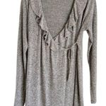 Pinkblush Heather Grey Ruffle Trim Maternity Nursing Wrap Top Small Women's Photo 0