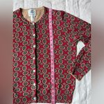 Picture Frame All Over Print on Red Artsy Grannycore Crewneck Button Cardigan Photo 4