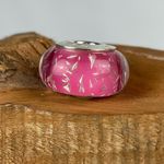 Chamilia Glitter Collection Pink Silver Murano Glass Inclusions Charm Bead NEW Photo 2