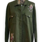 Blue Rain Long Sleeve Embroidered Button Down Women’s L Army Green Photo 0