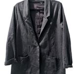 Garnet Hill Knit Relaxed Dark Grey Heathered Blazer Pockets Women's Size 16 Photo 5