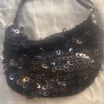 Source Unknown CROCHETED HANDBAG… BLACK SAC LIKE NYLON SHOULDER BAG WITH 
NY Photo 0
