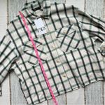 ZARA Green Cream Plaid Oversized Button Down Overshirt Shacket Womens Size Large Photo 9