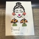 Branch Alley Abstract Animal Print Handmade Dangle Earrings NWT Pink Photo 0