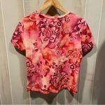 Caribbean Joe Cute Y2K pink lotus fairy stretchy top tropical gold short sleeve Photo 5