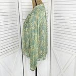 Rag and Bone  Sachi Pleated Floral Print Sheer Blouse Sage Green Small Photo 2