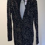 Monaco Plunge Animal Print Long Sleeve Mini Dress Size L Photo 0