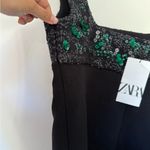 ZARA NWT  embroidered sequin Green Cutout Dress Photo 7