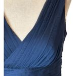Monique Lhuillier ML Dress Women 6 Navy Blue Chiffon Pleated Fit And Flare Gown Photo 7