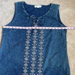 Luna Moon Denim Blue Boho Cotton Embroidered Sleeveless Top   Size Large Photo 3