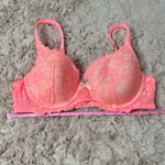Victoria's Secret Body By Victoria Hot Pink Coral Lace & Gemstone Padded Lined Demi Bra Photo 9