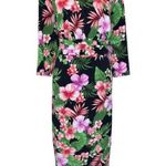 Melrose and Market MELROSE Black Floral 3/4-Sleeve Straight Shealth Floral Dress Plus-size 18W Photo 0