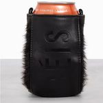 BEIS  Black Travel Drink Faux Fur Koozie Sling‎ Bag Wallet Strap Accessory NWT Photo 2