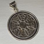 Round Artisan Pendant Oxidized Silver Tone Indian Boho Jewelry Bold Statement Photo 0