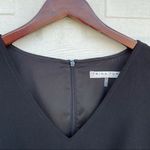 Trina Turk  Women’s Dress Black Heiress Bell Sleeve Crepe Shift V Neck Size 2 Photo 6