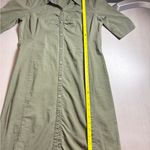 NY & Co Olive Green Shirt Dress City Stretch Ruched Short Sleeve Y2K Knee Length Size 8 Photo 9