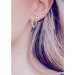 Boutique NEW Boho 925‎ Sterling Silver Lotus Flower Hoop Earrings Photo 7