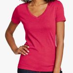 Eddie Bauer Magenta vneck Tee short sleeved size small Photo 0