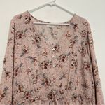 Maurice's 1 Plus Size Pink Floral Smock Waist Blouse Boho Long Sleeve Peasant Top Photo 4