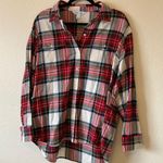 Old Navy NWT  The Boyfriend Shirt Red White Christmas 100% Cotton Women's Size L Photo 0