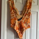 ZARA  Orange Floral One-Piece Swimsuit Photo 4