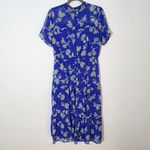 Lulus  Blue Floral Print Midi Dress Size Medium Wedding Guest Dress Photo 2