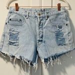 Vintage High Rise Mom Jean Denim Shorts Crochet 28 Blue Photo 0
