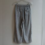 Marine layer  Linen Blend Pull On Striped Pants Tie Waist Drawstring White Grey Photo 3