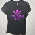 Adidas Black Purple Crown Me T Shirt Tee Y2K Grunge Short Sleeve XL Faded SEE Photo 0