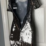 Topshop NWT  sequin Mini Party Dress Short sleeve Bronze Silver Metallic Size 2 Photo 12