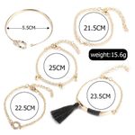 Boutique NEW Boho Bracelet Set - Gold Tone Chains, Tassel, Rhinestone Accents, Adjustable Photo 3