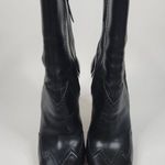 Alaïa Black High Rise Ankle Boots Perforated Trim Leather Size 38.5 Boho Cowboy Photo 4