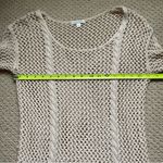 Charming Charlie Cream Open Crochet Longe Sleeve Scoop Neck Sweater Top Small Photo 3