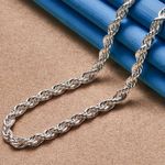 Elegant 925 Sterling Silver Rope Chain Necklace & Bracelet Set.New w/ gift box Photo 4