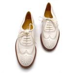 Gravati Garys Ivory White Leather Wingtip Oxford Shoes Size 7.5 Italian Brogues Photo 2