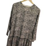 Allison Joy  Woman’s Small Leopard Print Dress Ruffle Hem Drop Waist Long Sleeve Photo 3