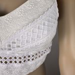 Rebellion Women's Size S White Lace Crop Cami Top Smocked V-neck Sleeveless Photo 2
