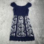 Foxiedox Dress Blue Lace Off Shoulder Floral Party Cocktail Wedding Guest Size S Photo 2
