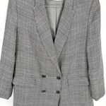 Emerson Fry Lee Blazer Jacket Houndstooth Plaid Linen Size 14 Black White Photo 0