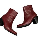 Connie Y2K Mid Calf Red/Maroon Leather Chunky Heel Boots Red Size 7 Photo 4